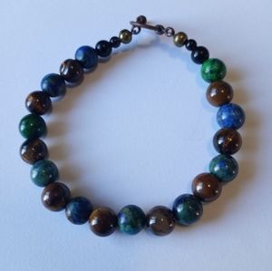 Chrysocolla and Tiger's Eye Stone Bracelet